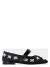 Versace 20mm Net & Crystals Ballerina Flats In Black