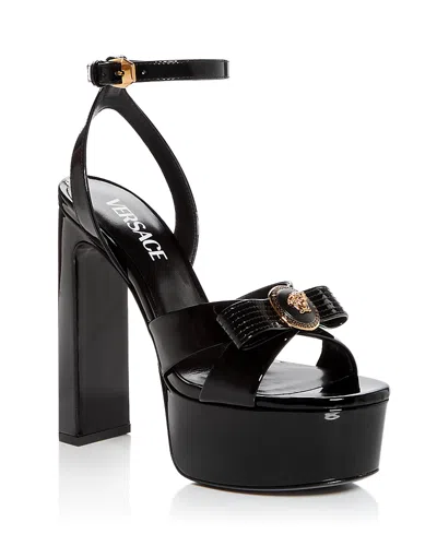 VERSACE WOMEN'S GIANNI RIBBON HIGH HEEL SANDALS