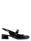 Versace Black Ballerina Shoes With Heel And Medusa Detail On The Front In Shiny Leather Woman In Black