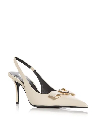 Versace Women's Gianni Ribbon Slingback Pumps In Neutral