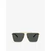 Versace Womens Gold Ve2266 Square-frame Metal Sunglasses In Gold