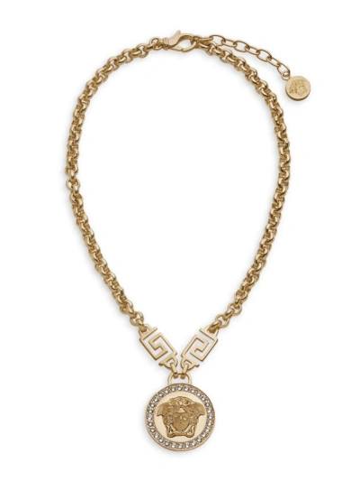 Versace Women's Goldtone & Crystal Medusa Pendant Necklace