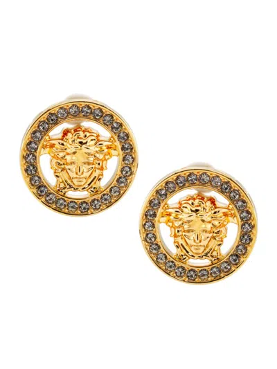 Versace Women's Goldtone & Crystal Medusa Stud Earrings