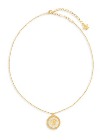 Versace Women's Goldtone & Mother-of-pearl Medusa Medallion Pendant Necklace