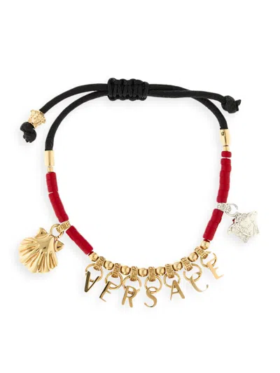 Versace Women's Goldtone & Waxed Cotton Cord Charm Bracelet In Multi
