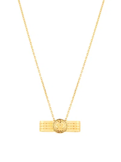 Versace Women's Goldtone Bow Pendant Necklace In Pink