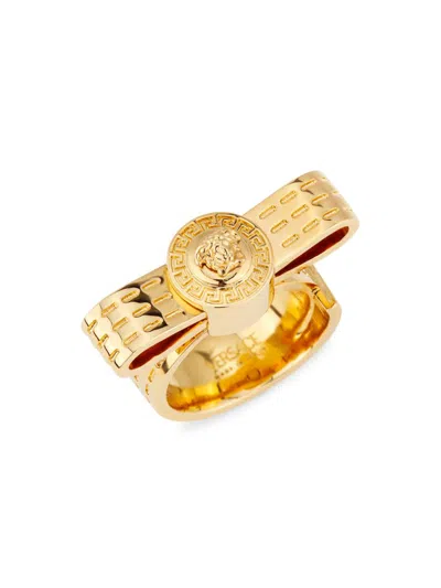Versace Women's Goldtone Bow Ring In  Gold