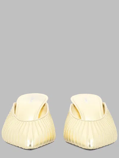 VERSACE VERSACE WOMEN'S GOLD-TONE LEATHER SANDALS MADE IN ITALY
