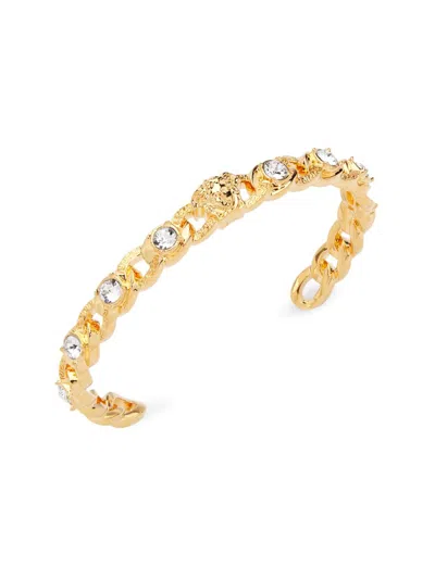 Versace Women's Goldtone Or Silvertone & Glass Crystal Cuff