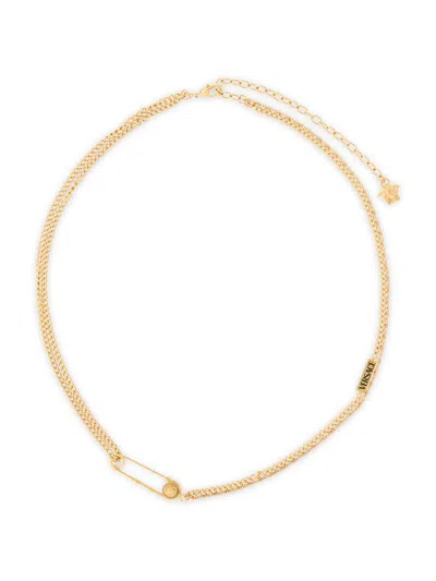 Versace Women's Goldtone Or Silvertone Safety Pin Pendant Necklace