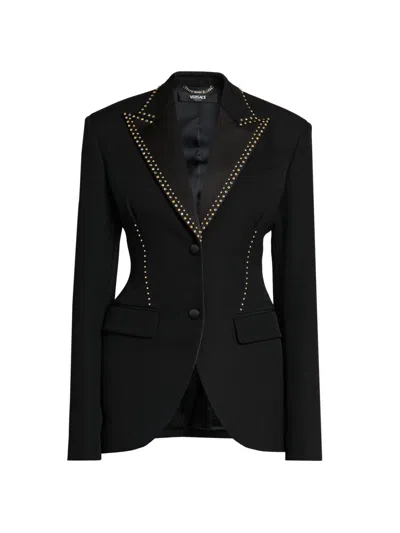 Versace Women's Grain Di Poudre Embellished Blazer In Black
