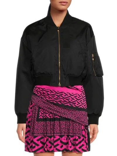 Versace Women's Graphic Cropped Jacket In Black