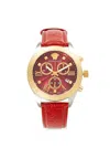 Versace Women's Greca 40mm Two Tone Ip Stainless Steel & Leather Strap Chrono Watch In Red