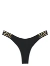 Versace Black Bikini Bottoms With Greca Motif Detail And High Cut In Tech Fabric Stretch Woman In Black