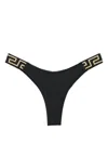 Versace Black Bikini Bottoms With Greca Motif Detail And High Cut In Tech Fabric Stretch Woman In Black