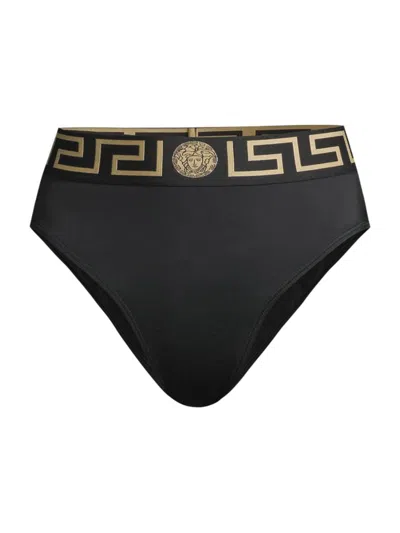 Versace Greca Detail Bikini Bottoms In Black