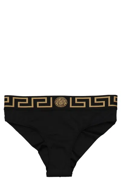 Versace Women ‘greca' Bikini Bottoms In Black