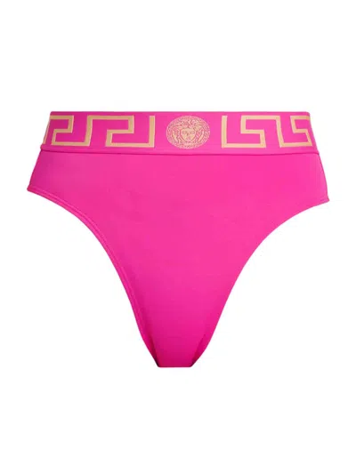 Versace Women's Greca Bikini Bottoms In Pink