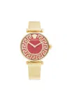 Versace Women's Greca Chic Ip Yellow Gold & Red Guilloché Dial Bracelet Watch/35mm In Gold