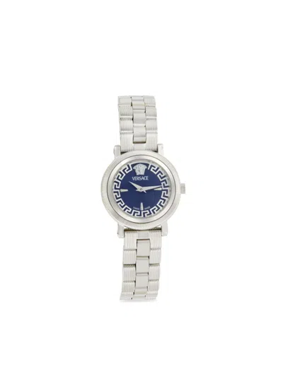 Versace Women's Greca Flourish Stainless Steel & Blue Guilloché Dial Bracelet Watch/28mm