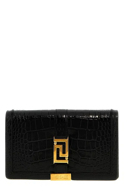 Versace Women 'greca Goddess' Wallet In Black
