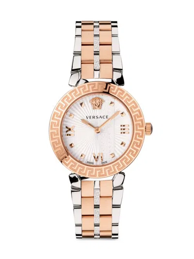 Versace Women's Greca Icon 36mm Two Tone Stainless Steel Bracelet Watch In Silver