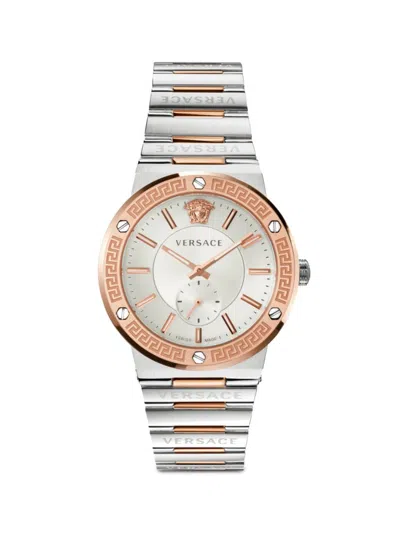 Versace Greca Logo Bracelet Watch In Metallic