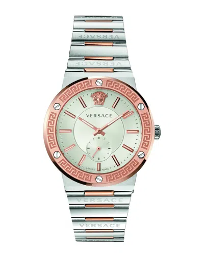 Versace Women's Greca Logo Watch In Metallic