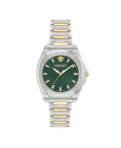 Versace Women's Greca Pulse Two Tone Bracelet Watch, 36mm In Gold
