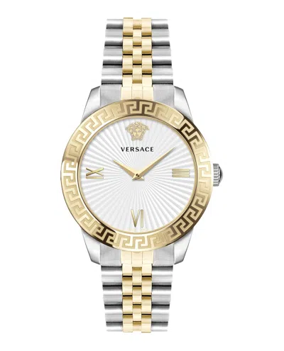 Versace Women's Greca Signature 38mm Quartz Watch In Silver