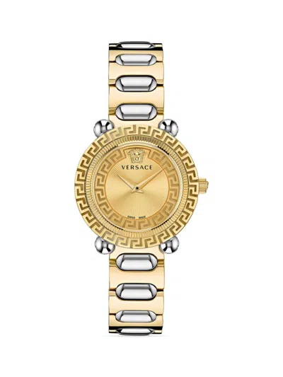 Versace Women's Greca Twist Two-tone Stainless Steel Bracelet Watch/35mm In Gold