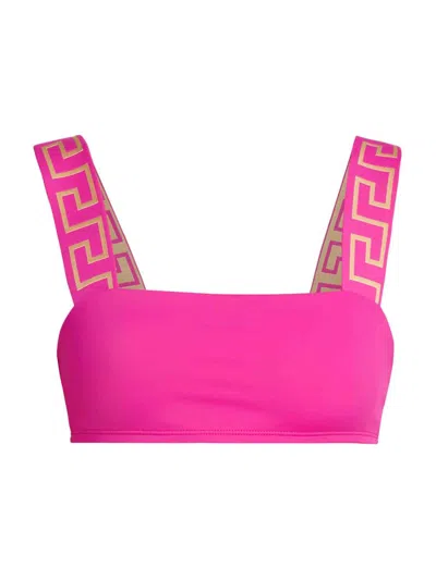 Versace Women's Greek Key Bikini Top In Pink