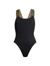 Versace Black One-piece Swimsuit With Greca Detail In Stretch Polyamide Woman In Black