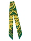 Versace Long Bandeau Scarf Barocco Floral Pattern In Green