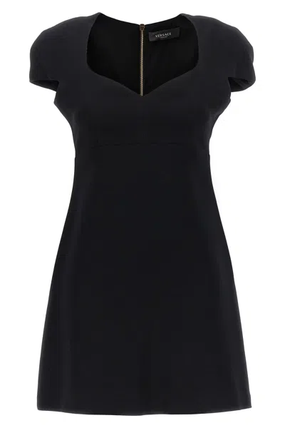 Versace Women Heart-shaped Neckline Dress In Black