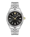 Versace Women's Hellenyium Silver Stainless Steel Bracelet Watch, 36mm In Silver,black