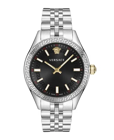 Versace Women's Hellenyium Silver Stainless Steel Bracelet Watch, 36mm In Metallic