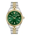 Versace Women's Hellenyium Two-tone Stainless Steel Bracelet Watch, 36mm In Two-tone,green
