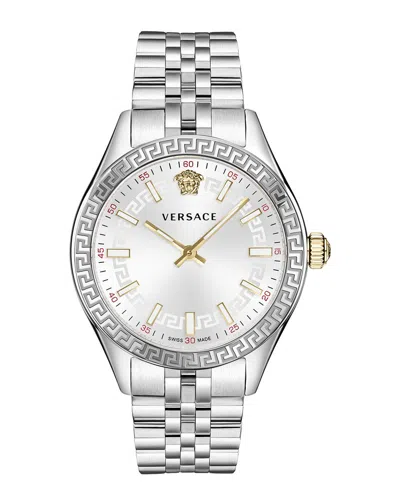 Versace Women's Hellenyium Silver Stainless Steel Bracelet Watch, 36mm In Two Tone