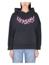 Versace Black Cotton Oversize Sweatshirt In Black