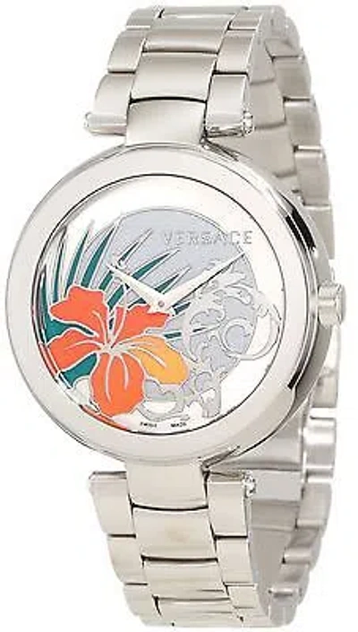 Pre-owned Versace Women's I9q99d1hi S099 Mystique White Silver Sunray Dial Wristwatch
