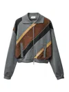 Versace Suede Patchwork Zip Jacket In Multi