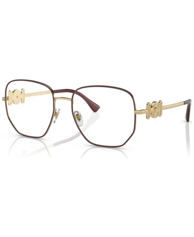 Versace Women's Irregular Eyeglasses Ve1283 In Bordeaux,gold-tone