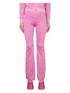 Versace La Greca Patterned Silk Blend Trousers In Pink