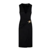 Versace Box-pleat Sleeveless Midi Dress In Black
