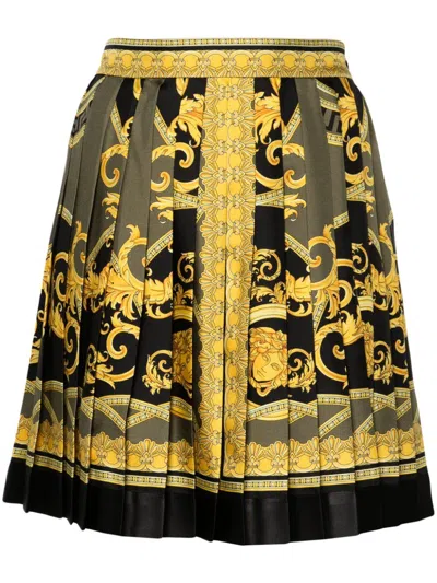 Versace Women La Coupe Des Dieux Silk Pleated Skirt In Neutral