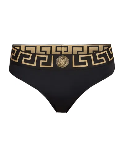 Versace Women's La Greca Bikini Bottom Brief In Black