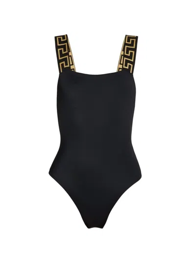 Versace Women's La Greca One-piece Swimsuit In Black