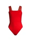 Versace Women's La Greca One-piece Swimsuit In Red