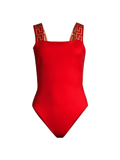 Versace Women's La Greca One-piece Swimsuit In Red